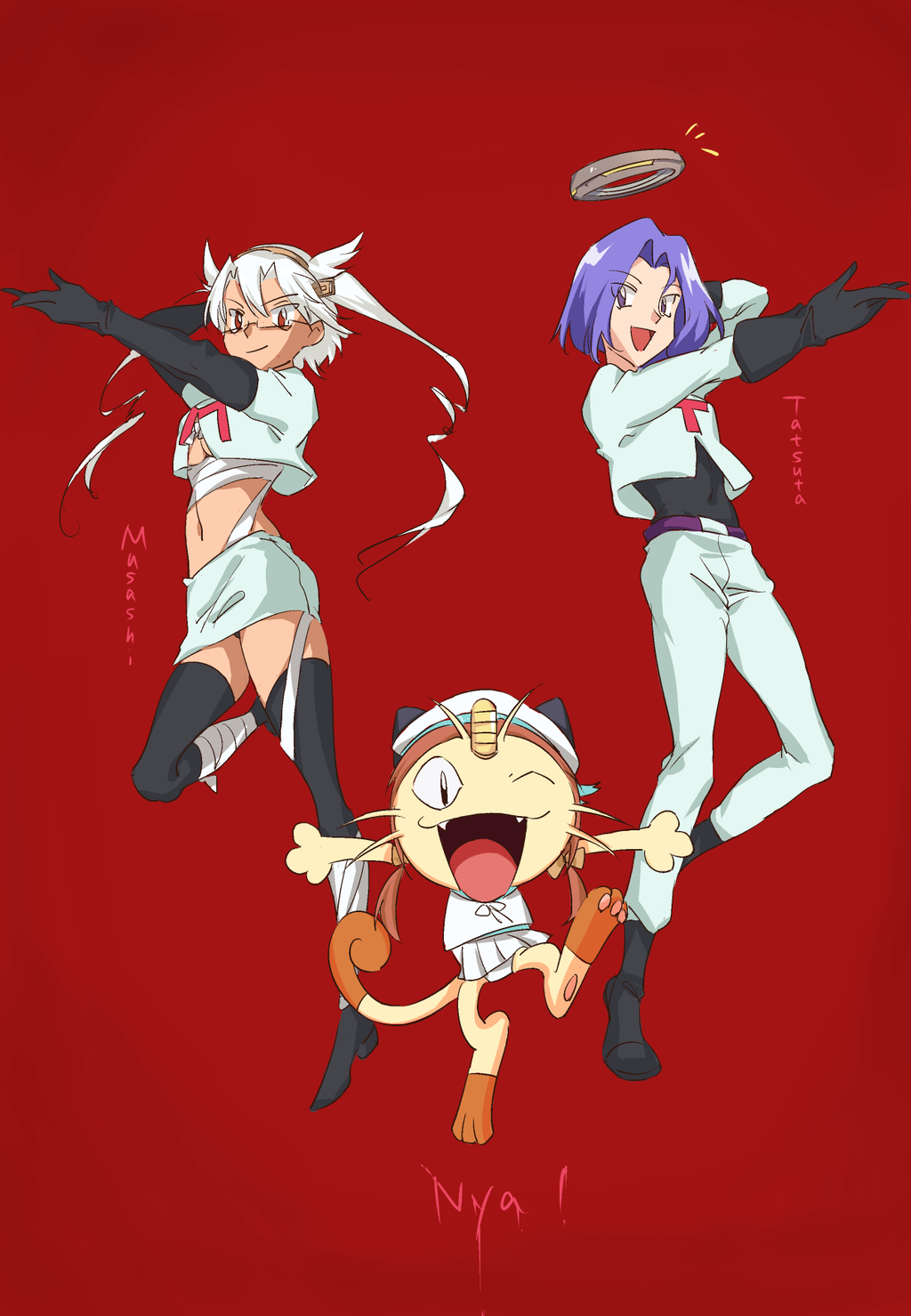 chuzenji, glasses, highres, kantai_collection, kojirou_(pokemon), kojirou_(pokemon)_(cosplay), meowth, musashi_(kantai_collection)