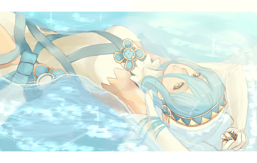 aqua_(fire_emblem_if), blue_hair, dress, elbow_gloves, fire_emblem, fire_emblem_if, gloves, long_hair