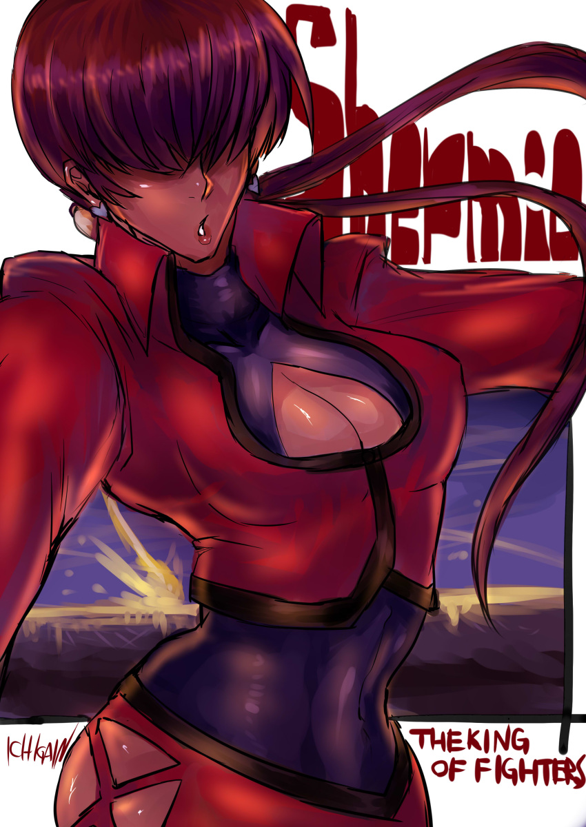 1girl, absurdres, breasts, cleavage, cleavage_cutout, cropped_jacket, dark_persona, dark_skin