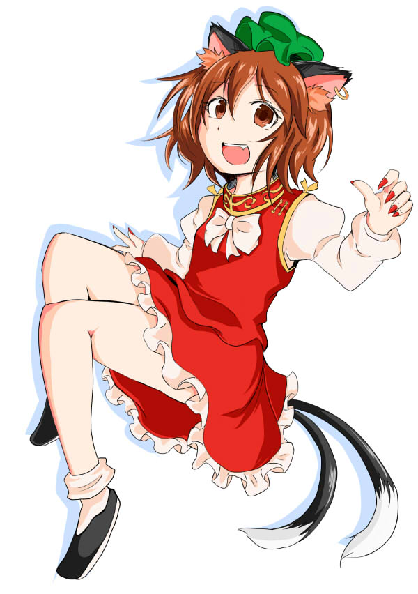 1girl, :d, animal_ears, bangs, brown_eyes, brown_hair, cat_ears, cat_tail