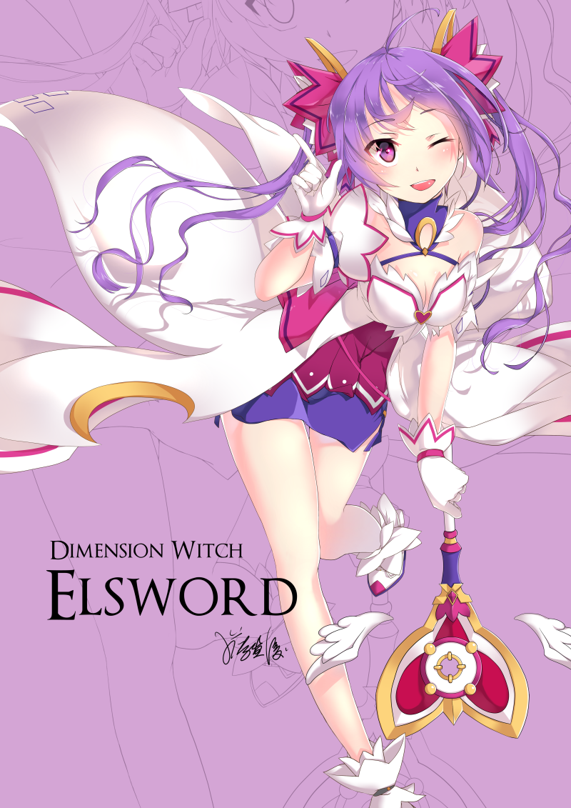1girl, aisha_(elsword), bare_shoulders, character_name, dimension_witch_(elsword), elsword, fujidouyuu, gloves
