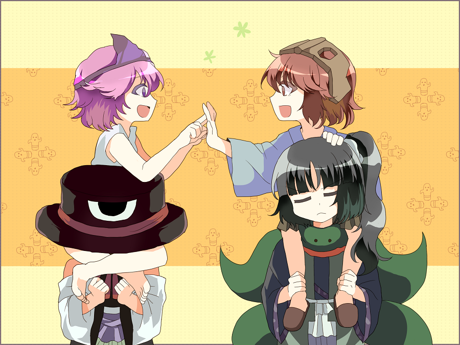 adagumo_no_yaorochi, androgynous, apron, bare_shoulders, big_hat, black_hair, bow, detached_sleeves