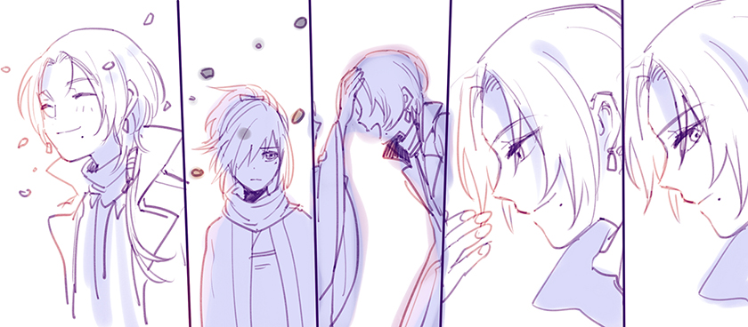 3boys, earrings, ginaliy, haori, japanese_clothes, jewelry, kashuu_kiyomitsu, long_hair