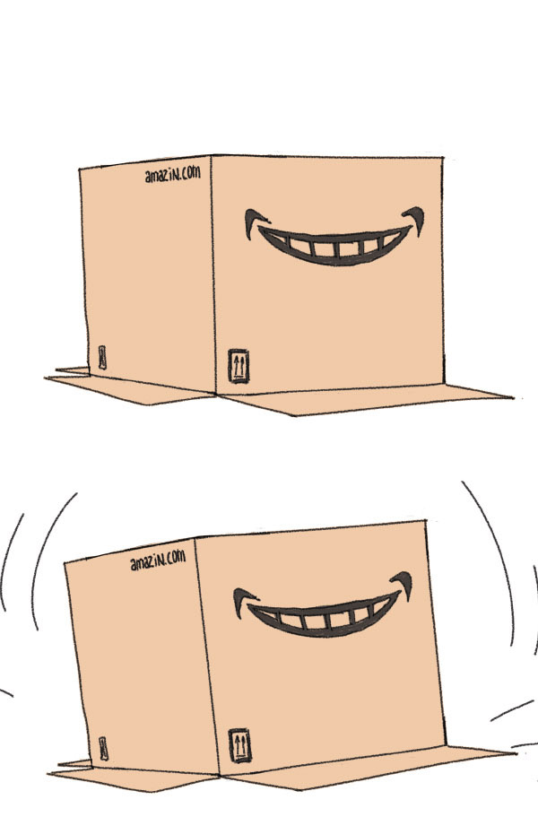2koma, amazon_(company), box, brand_name_imitation, cardboard_box, comic, metal_gear_(series), metal_gear_solid_peace_walker, noise_tanker