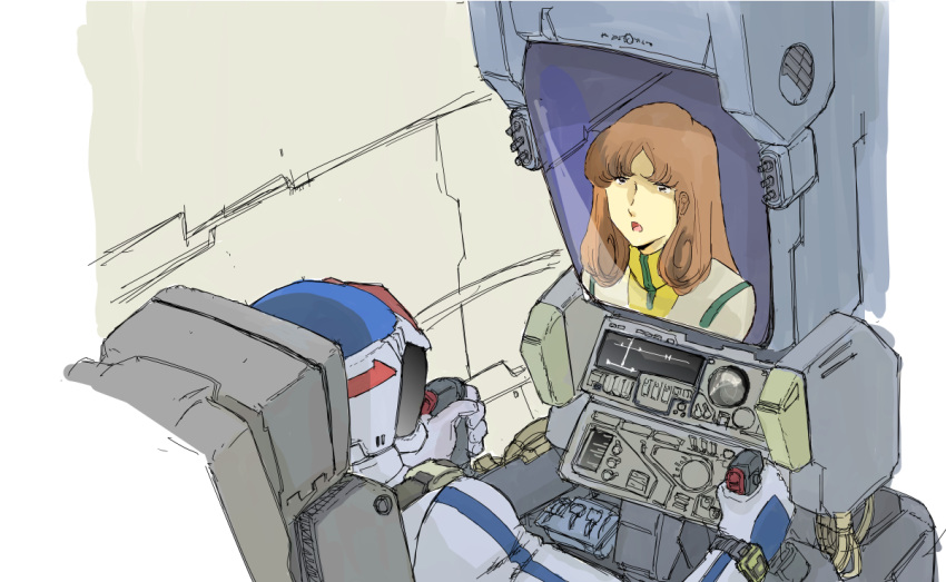 70s, 80s, buttons, cable, choujikuu_yousai_macross, cockpit, control_stick, gloves