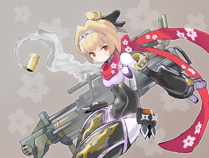 1girl, android, blonde_hair, casing_ejection, gun, gunslinger_stratos, hairband, highres