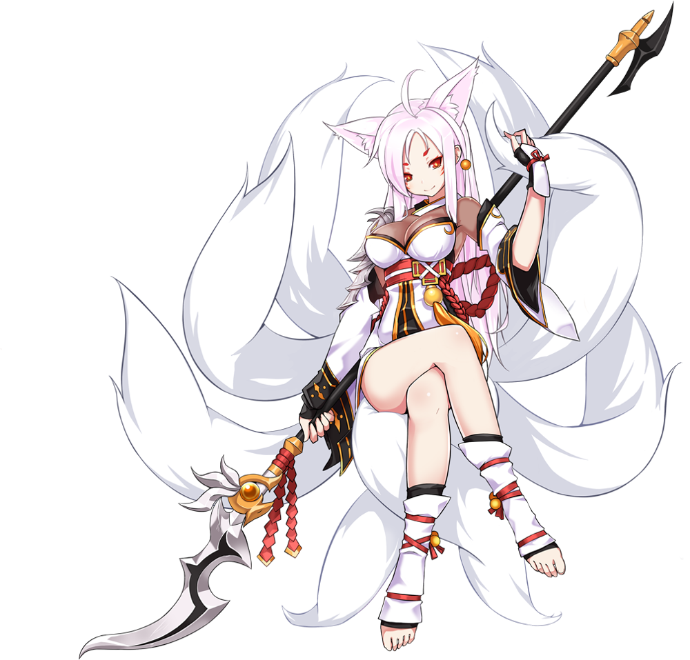 1girl, ahoge, albino, animal_ears, ara_han, ara_han_(celestial_fox), asura_(elsword), bell