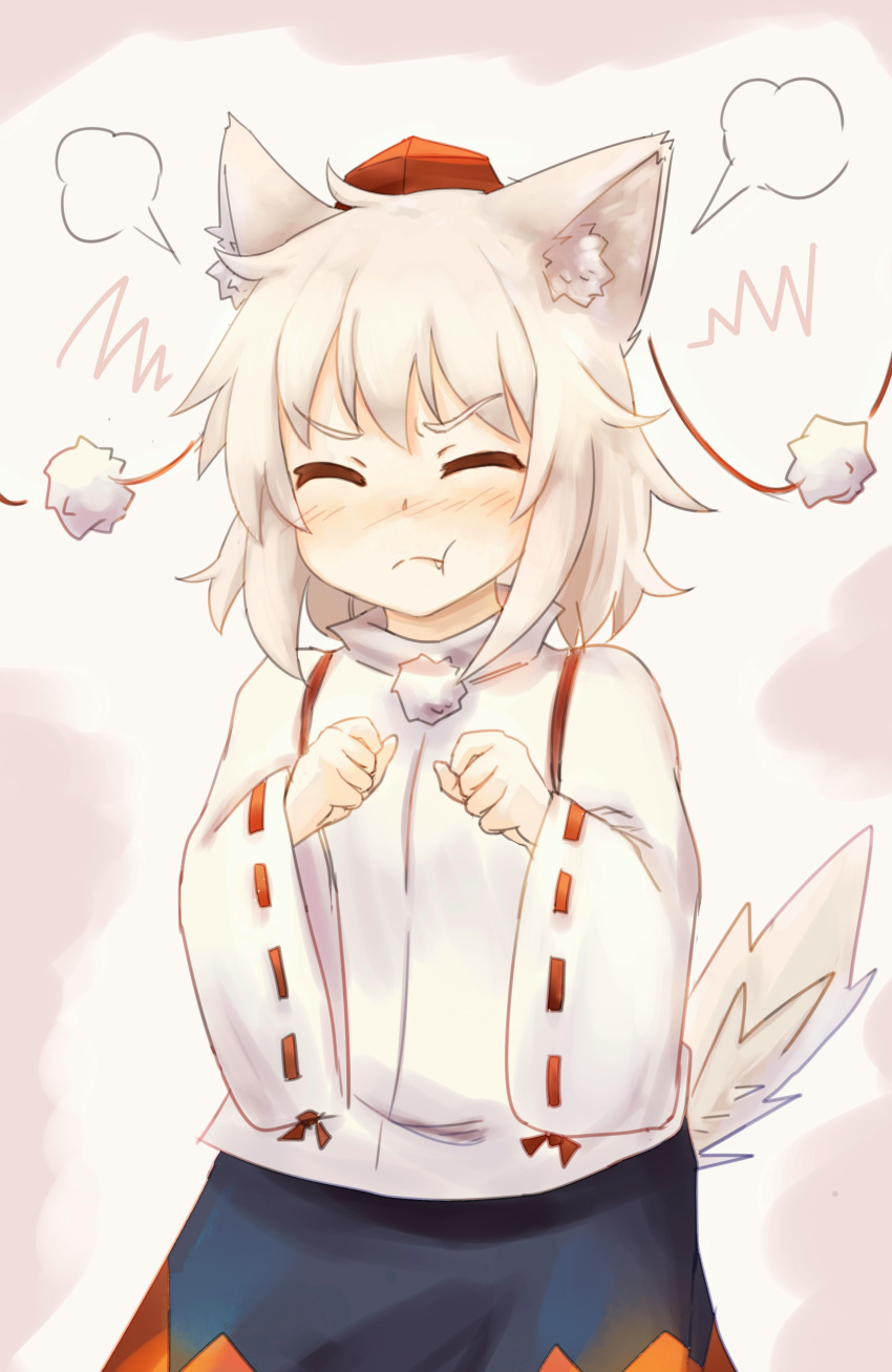 >:t, 1girl, :t, absurdres, angry, animal_ears, closed_eyes, fang_out