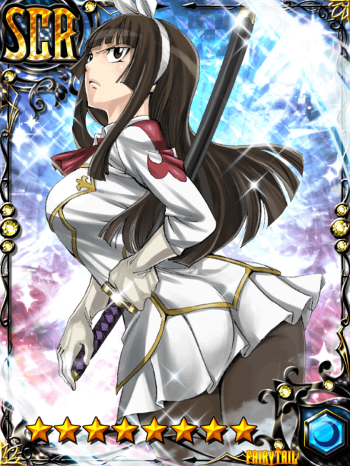 1girl, fairy_tail, kagura_mikazuchi, long_hair, looking_at_viewer, looking_back, purplre_hair, sword