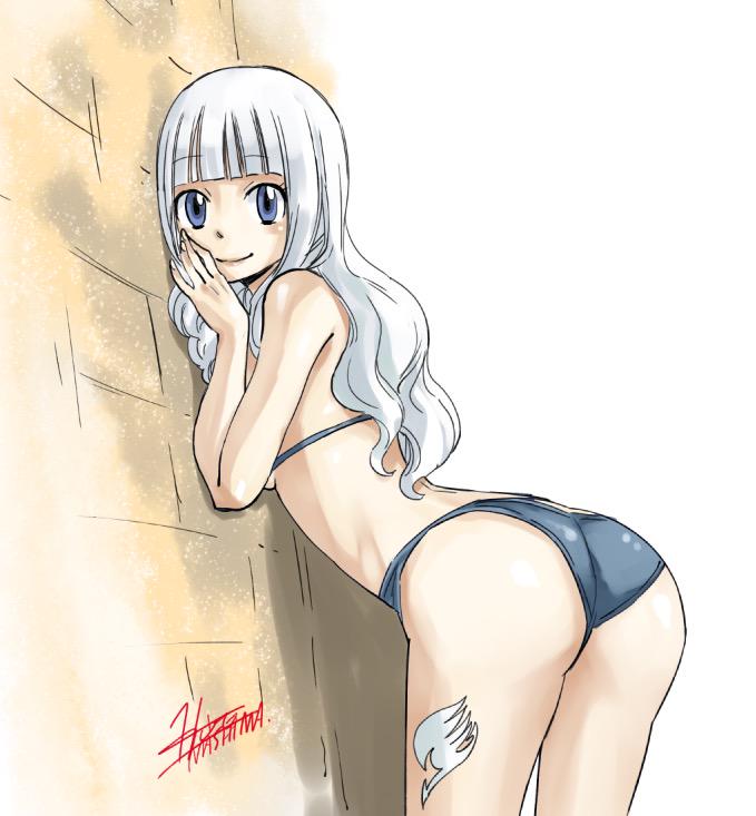 1girl, a-1_pictures, ass, bikini, black_bikini, cute, fairy_tail, long_hair