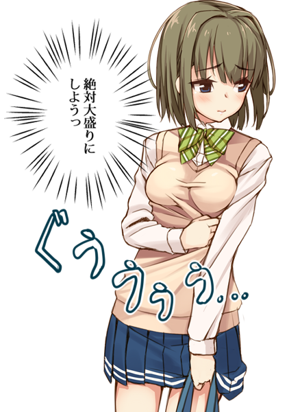 1girl, blue_eyes, blush, bow, breasts, gin_(ginshari), green_hair, original