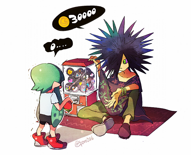 1boy, 1girl, ankle_boots, bangle, bike_shorts, boots, bracelet, daunii_(splatoon)