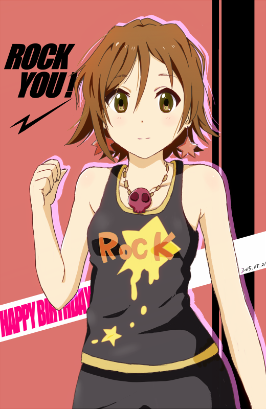 1girl, brown_eyes, brown_hair, casual, k-on!, short_hair, standing, sync_(id_12519877)