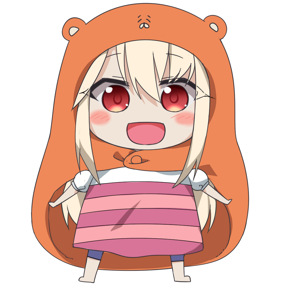 1girl, animal_hood, blonde_hair, brll, chibi, doma_umaru, doma_umaru_(cosplay), dress