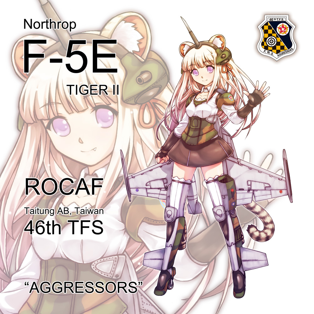 acea4, animal_ears, blonde_hair, f-5, headgear, mecha_musume, military, original