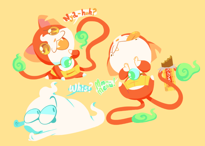 candy_bar, cat, chocoboo, english, fangs, flat_color, food, food_on_face