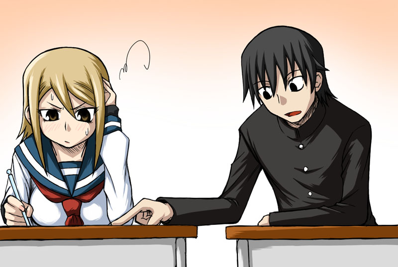 black_hair, brown_eyes, brown_hair, gakuran, kurosawa_kakeru, okota1869, onani_master_kurosawa, onanie_master_kurosawa