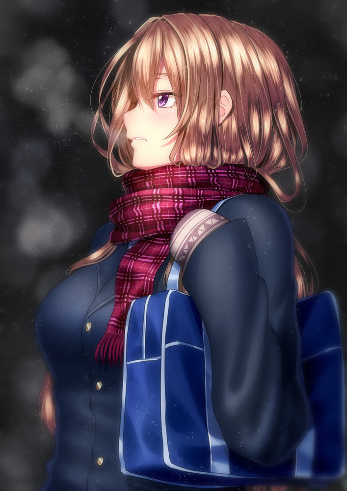 1girl, bad, breath, brown_hair, gloves, kai_(link2262), long_hair, original