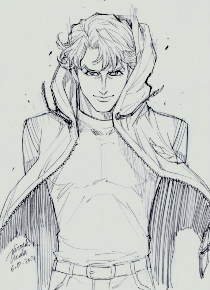 1boy, hoodie, keith_goodman, pen_(medium), solo, tiger_&amp;_bunny, ueda_hiroshi