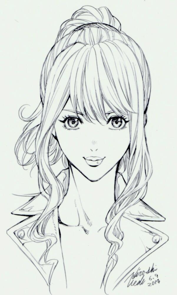 1girl, dated, karina_lyle, lips, pen_(medium), ponytail, solo, tiger_&amp;_bunny