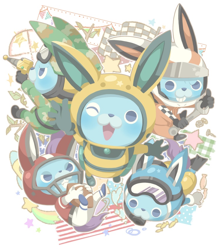 animal_ears, camouflage, fish, football_(object), football_helmet, football_uniform, gloves, goggles