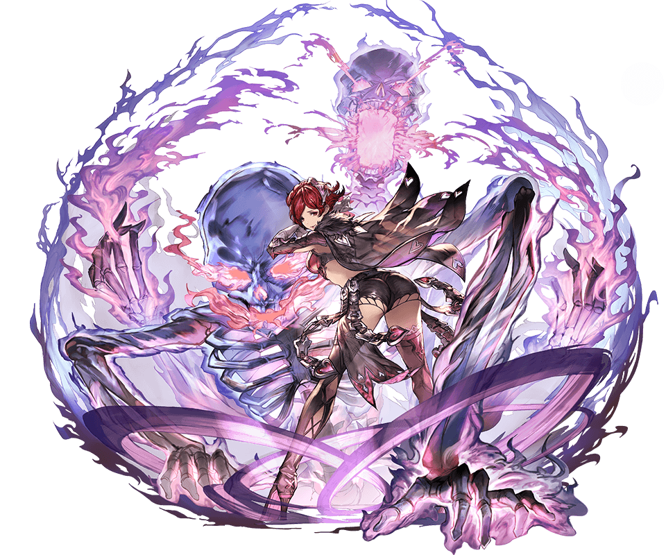 1girl, ass, bent_over, black_boots, black_legwear, boots, cape, fire, from_behind, full_body, gloves, granblue_fantasy, hair_ornament, heart, heart_cutout, high_heel_boots, high_heels, lady_grey, looking_back, minaba_hideo, official_art, red_eyes, redhead, short_hair, skeleton, smile, solo, standing, thigh-highs, thigh_boots, transparent_background, white_gloves, zettai_ryouiki