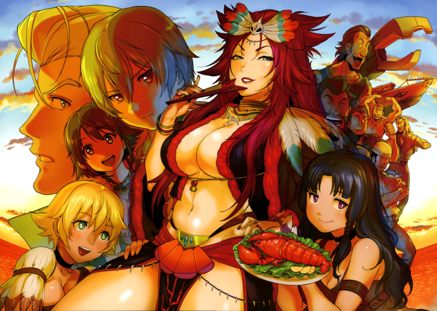 4girls, 6+boys, absurdres, amy_(suisei_no_gargantia), highres, ledo_(suisei_no_gargantia), lukkage_(suisei_no_gargantia), multiple_boys