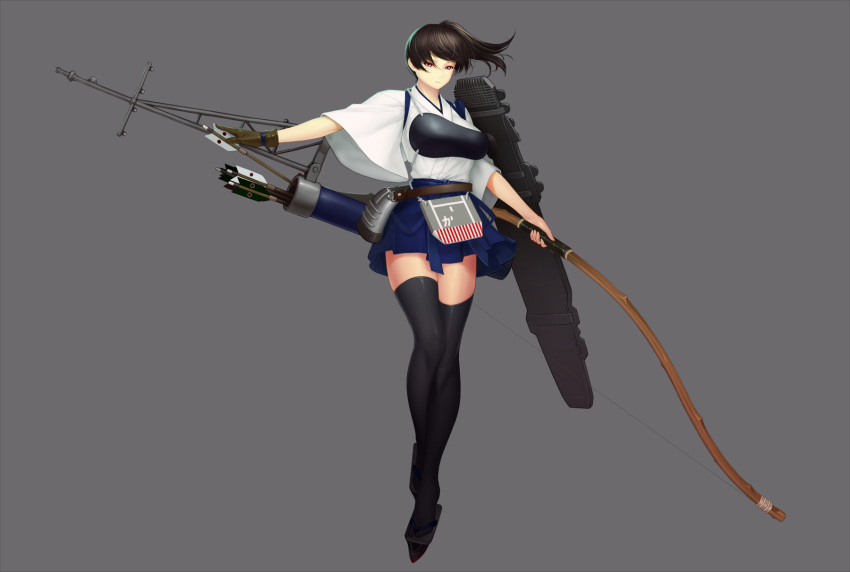 1girl, arrow, bow_(weapon), brown_eyes, brown_hair, highres, kaga_(kantai_collection), kantai_collection
