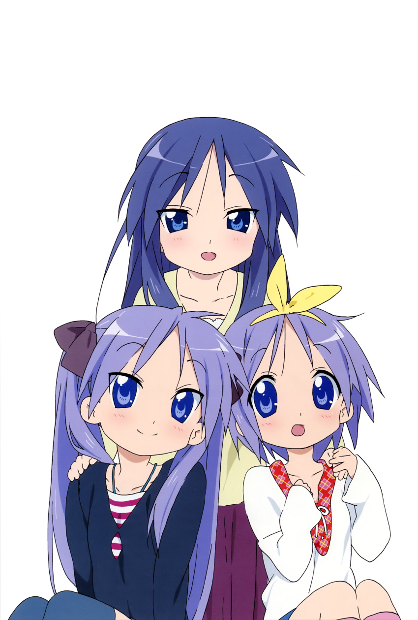 highres, hiiragi_kagami, hiiragi_miki, hiiragi_tsukasa, horiguchi_yukiko, lucky_star, mother_and_daughter, official_art