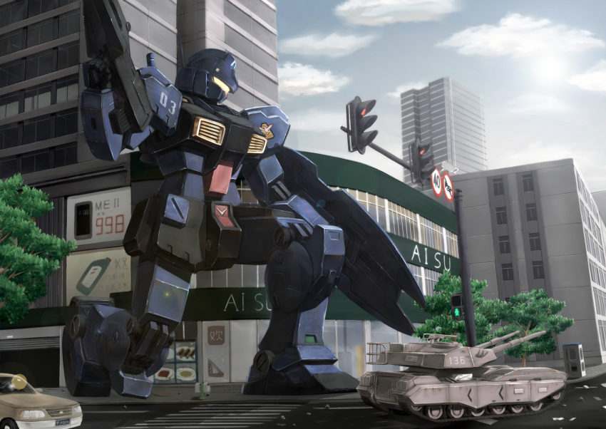 gm_quel, gun, gundam, gundam_0083, mecha, military, military_vehicle, no_humans
