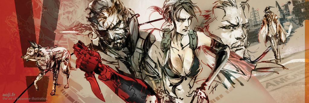 big_boss, diamond_dog, kazuhira_miller, metal_gear_(series), metal_gear_solid, metal_gear_solid_v, naked_snake, official_art, phantom_pain, quiet_(metal_gear), revolver_ocelot, shinkawa_youji, venom_snake