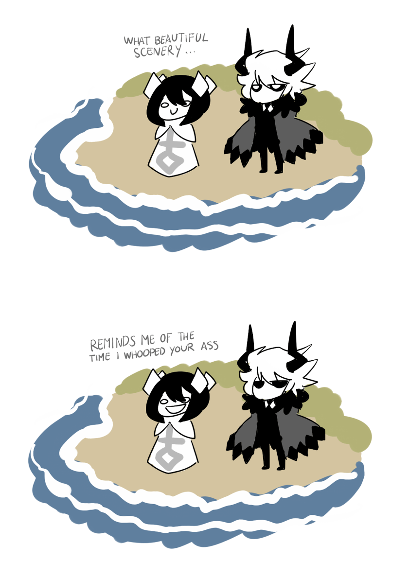 1boy, androgynous, animated, animated_gif, beach, black_hair, black_sclera, cape