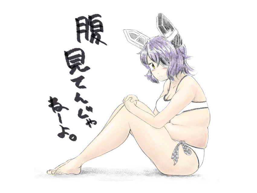1girl, belly, bikini, blush, breasts, eyepatch, fat_folds, frown