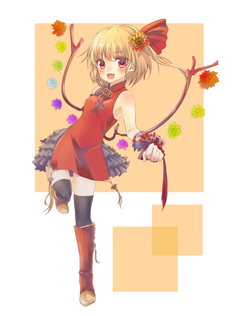 1girl, :d, alternate_costume, alternate_wings, atena_(k-kzk1842), bangs, bare_shoulders, blonde_hair