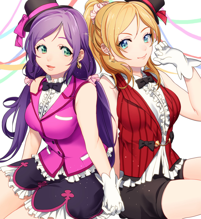 ayase_eli, blonde_hair, blue_eyes, breasts, gloves, green_eyes, hat, highres
