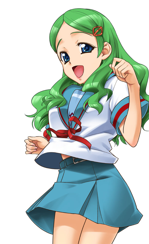 green_hair, kimidori_emiri, long_hair, school_uniform, suzumiya_haruhi_no_yuuutsu, t-hiko
