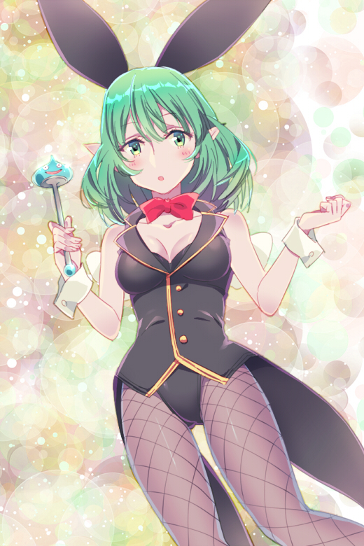 1girl, animal_ears, awayuki_ramika, bowtie, bunnysuit, detached_collar, dragon_quest, dragon_quest_x