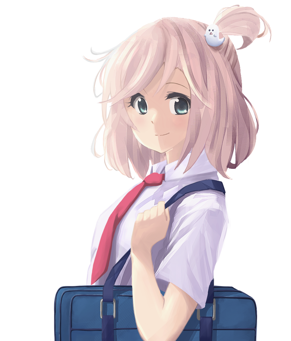artist_request, bag, blonde_hair, blue_eyes, girlfriend_(kari), mishima_yurara, necktie, school_uniform
