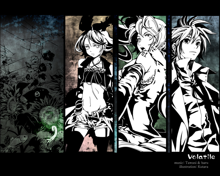 hair_ornament, hair_ribbon, hairclip, hatsune_miku, kagamine_len, kagamine_rin, kunami, long_hair
