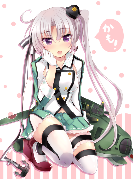 1girl, akitsushima_(kantai_collection), earrings, gloves, hair_ornament, hat, ichiyou_moka, jewelry