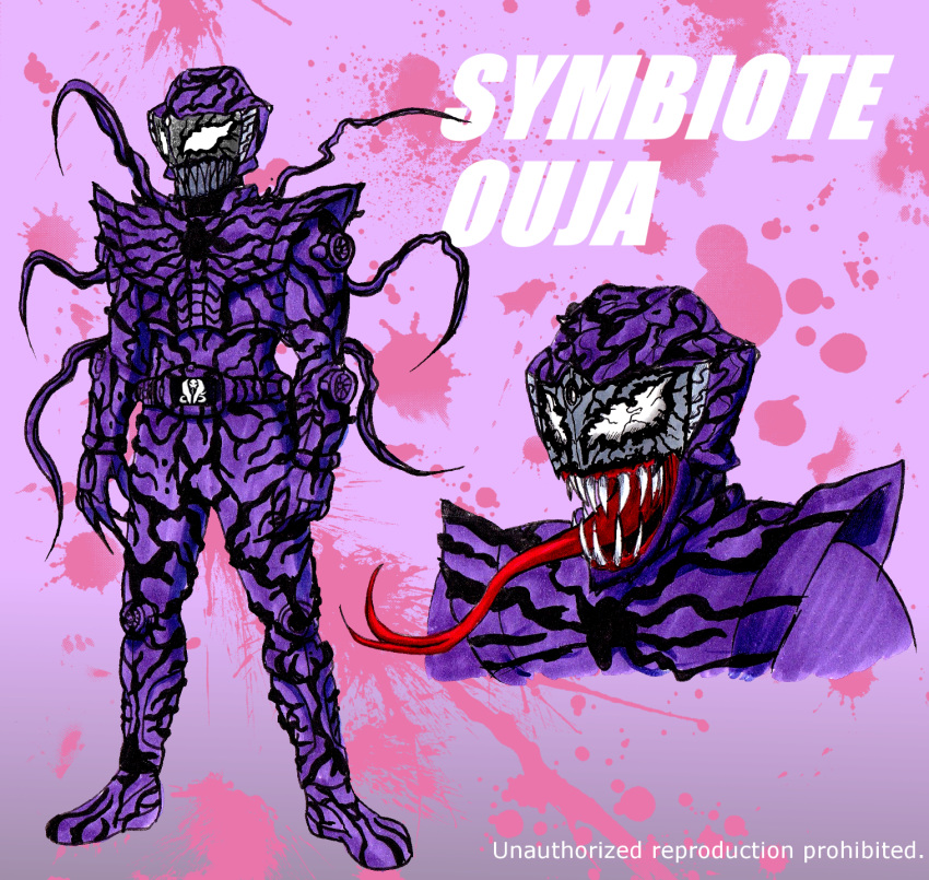 1boy, crossover, highres, kamen_rider, kamen_rider_ouja, kamen_rider_ryuki_(series), male, marvel