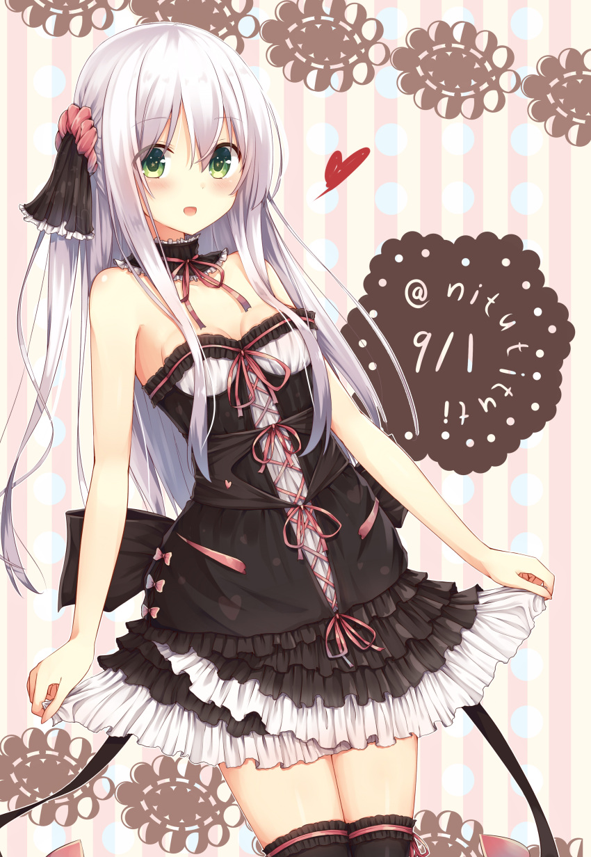 1girl, absurdres, bare_shoulders, breasts, dress, green_eyes, highres, long_hair