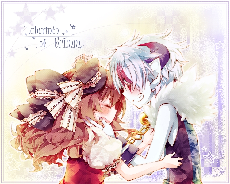 1boy, 1girl, amamiya_kabosu, brown_hair, closed_eyes, crying, dress, frills