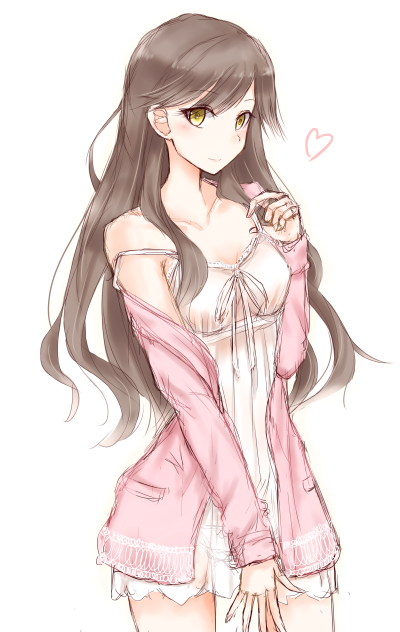 alternate_costume, arashio_(kantai_collection), brown_hair, kantai_collection, kiyonaka_rei, lingerie, long_hair, negligee