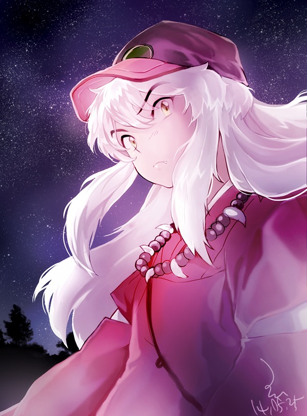1boy, baseball_cap, dated, hat, hyun, inuyasha, inuyasha_(character), jewelry