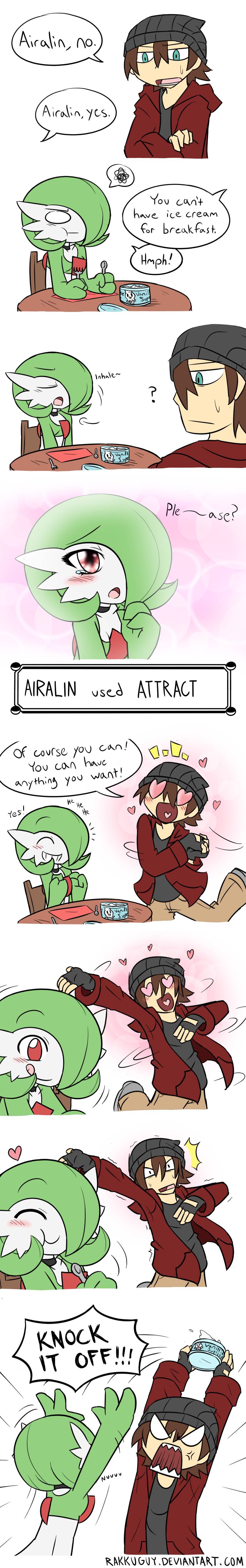 1boy, absurdres, artist_self-insert, comic, commentary, english, food, gameplay_mechanics, gardevoir, highres, ice_cream, long_image, original, pokemon, rakkuguy, spoken_squiggle, squiggle, tagme, tall_image, vanillite, watermark, web_address