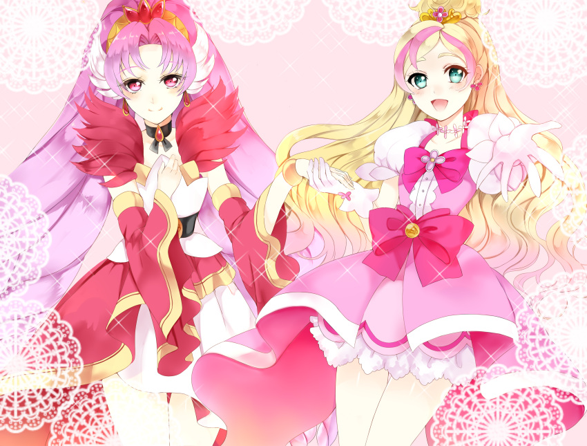 2girls, absurdres, akagi_towa, aqua_eyes, bangs, belt, blonde_hair, blue_eyes
