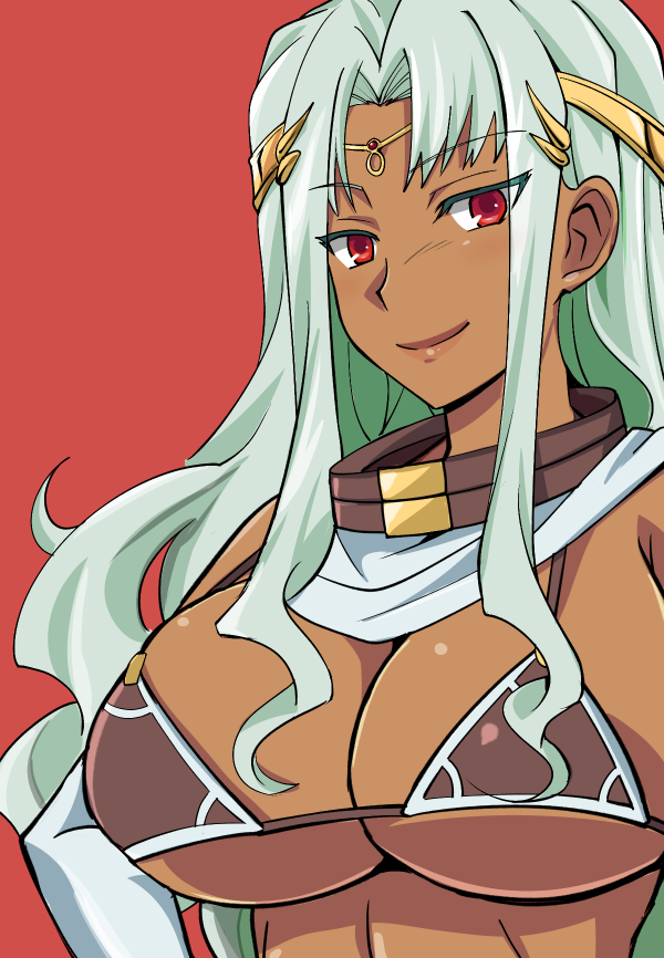 1girl, akari_seisuke, aqua_hair, armor, bikini_armor, breasts, circlet, daniella_(sennen_sensou_aigis)