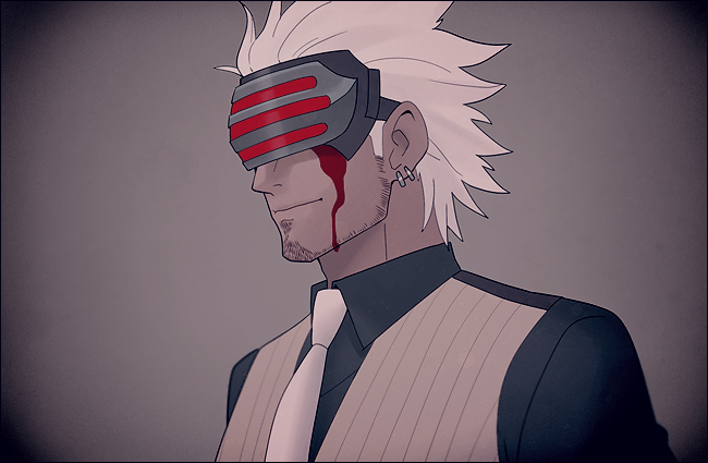 1boy, blood, earrings, godot, gojya, grey_background, gyakuten_saiban, gyakuten_saiban_3