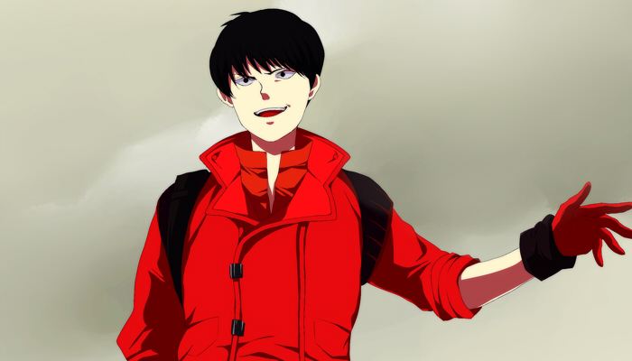 akira, black_hair, gloves, grin, harano, kaneda_shoutarou, male, short_hair